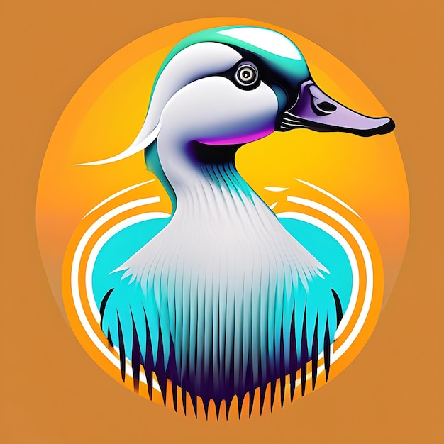 Colorful Duck Vector Logo Design in Studio Ghibli Style