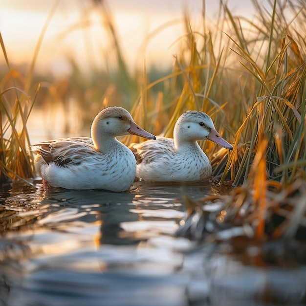 Colorful Ducks Nestled in Natures Embrace generate by AI