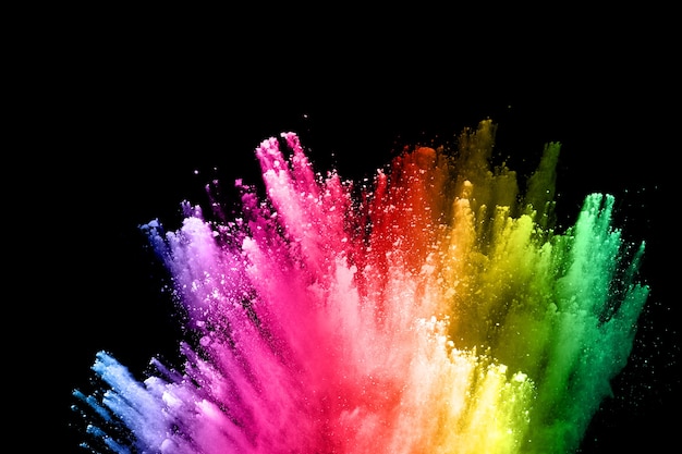 다채로운 먼지가 폭발합니다. Holi 페인트.