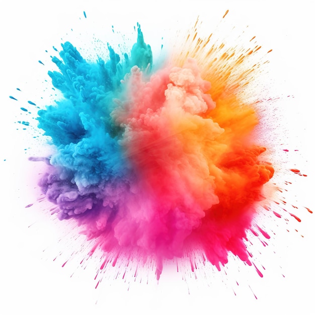 Colorful dust explode Painted Holi powder festival Generative Ai