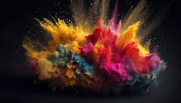 Красочный взрыв пыли на черном фоне 3D креативная текстура обоев