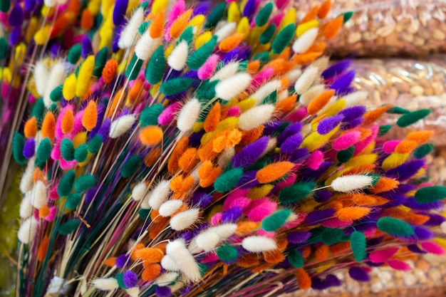 Colorful dyied dried wild flowers for doceration