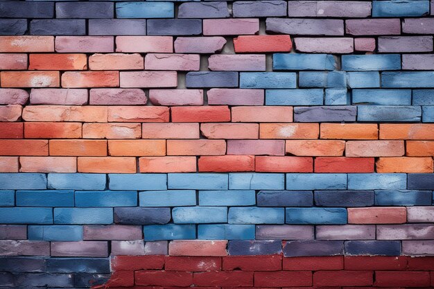 A colorful and dynamic brick wall texture