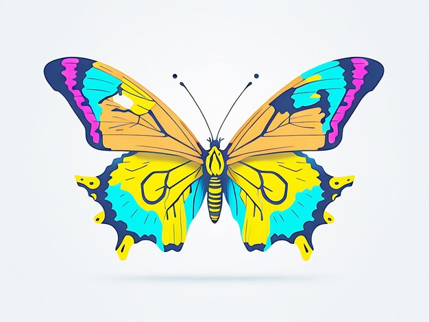 Photo a colorful and dynamic butterfly icon or image in white canvas paper generative ai