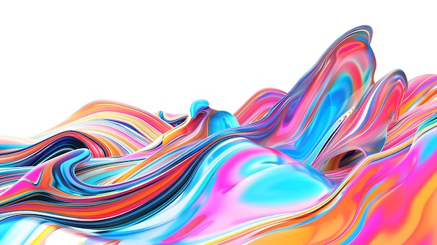 Photo colorful and dynamic paint pouring artwork on white background