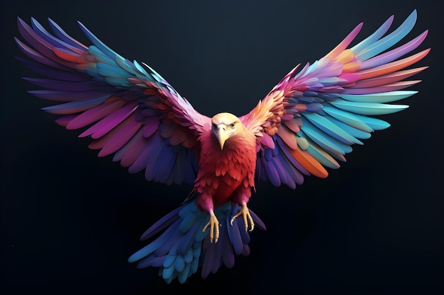 Colorful eagle on dark background