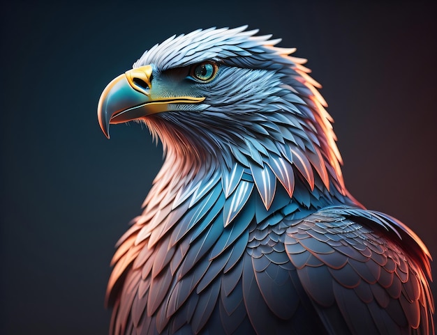 A colorful eagle with a black background