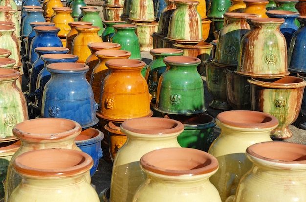 colorful earthenware vases