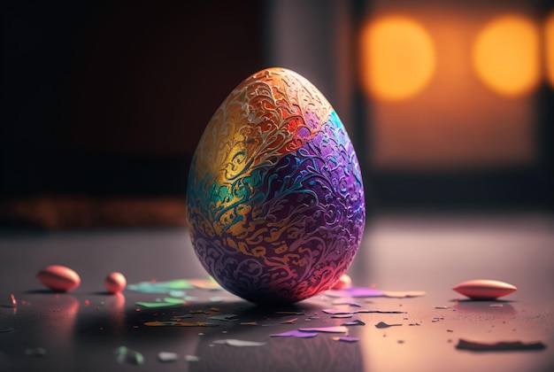 красочное пасхальное яйцо, генеративный искусственный интеллект
