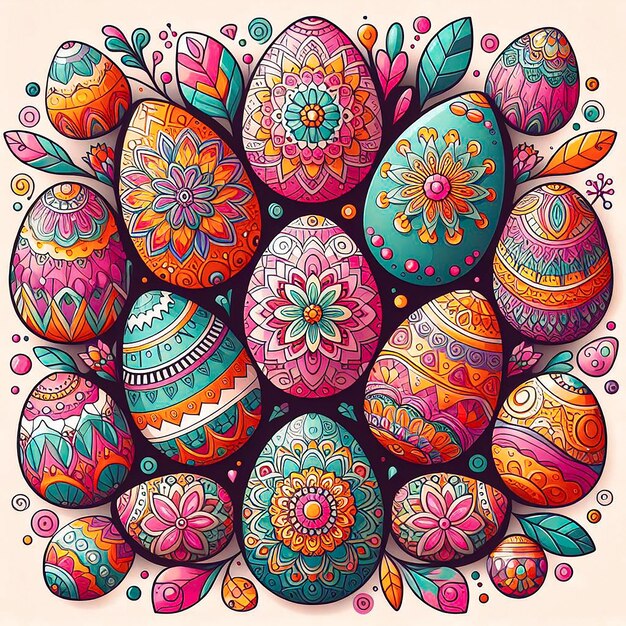 colorful Easter egg mandala design generative ai