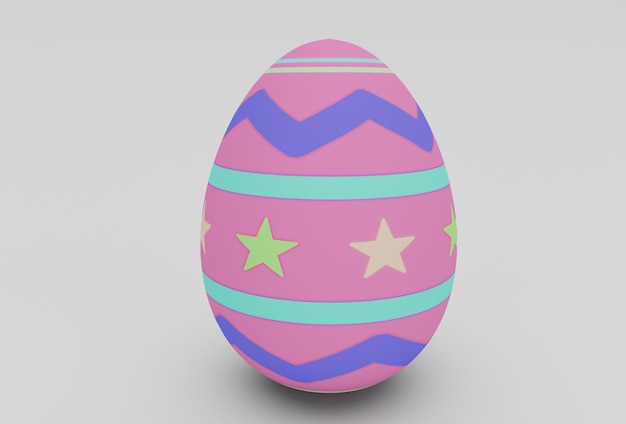 Colorful Easter Egg minimal 3d rendering on white background