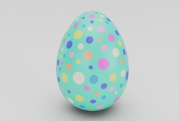 Colorful Easter Egg minimal 3d rendering on white background