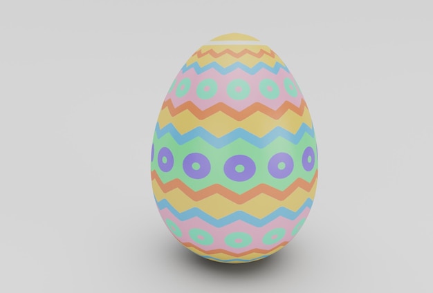 Colorful Easter Egg minimal 3d rendering on white background