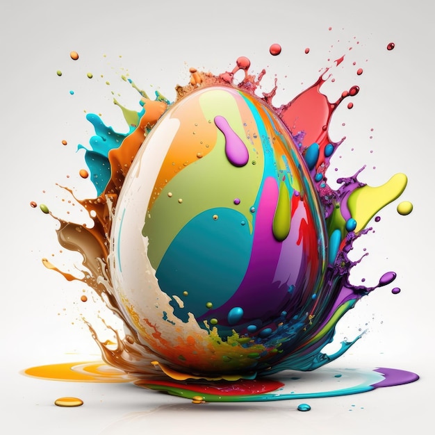 Красочный всплеск пасхального яйца на белом фоне