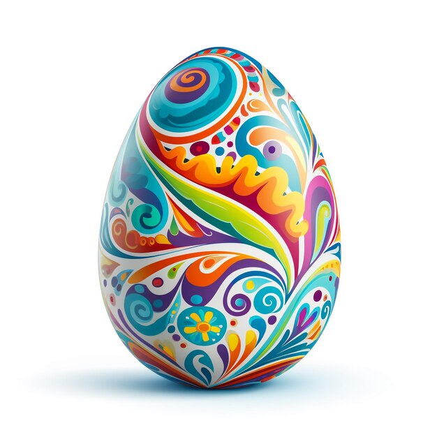 Цветное пасхальное яйцо с украшенным цветочным украшением Цветной цветочный рисунок на красном яйце