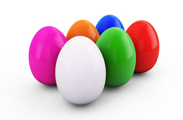 Colorful Easter eggs. 3d render illustration