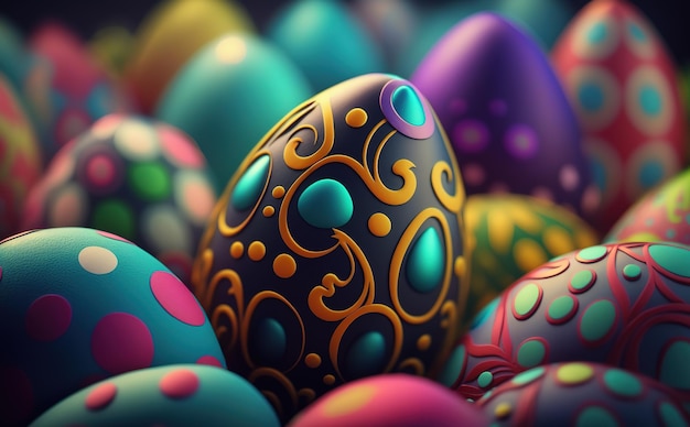 colorful easter eggs background photo