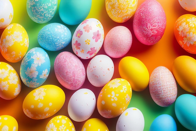 Colorful easter eggs background