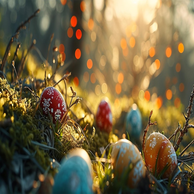 Colorful easter eggs backround