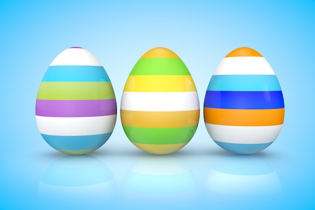 Colorful easter eggs on a blue background