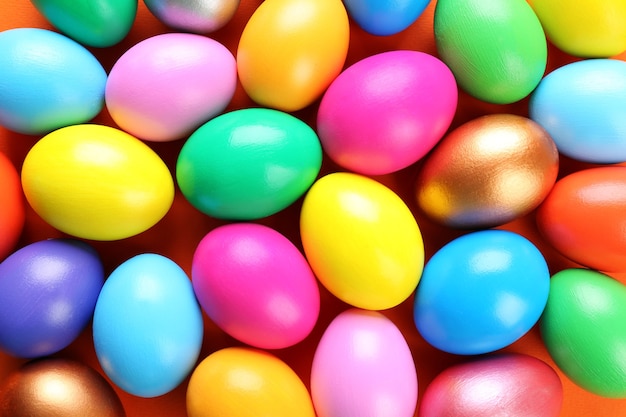 Colorful Easter eggs closeup