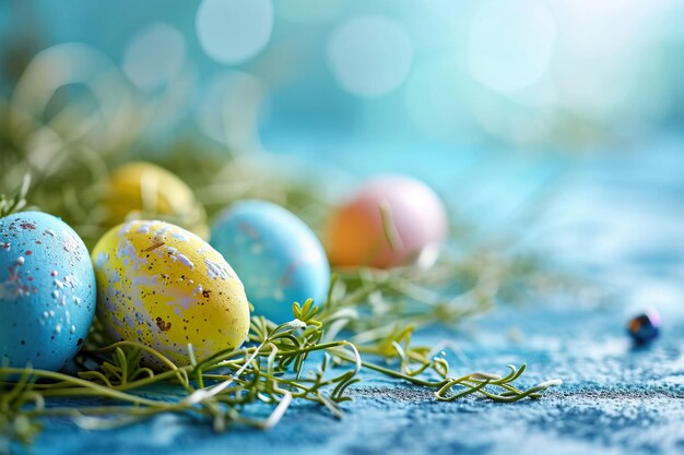 Photo colorful easter eggs decor collection