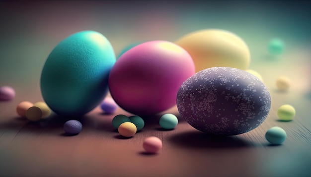 Colorful Easter eggs illustration by generative AI