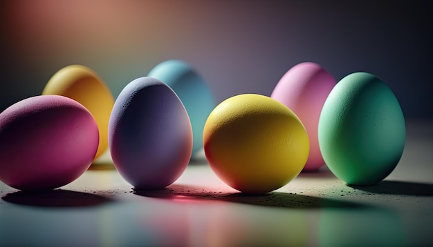 Colorful Easter eggs illustration by generative AI