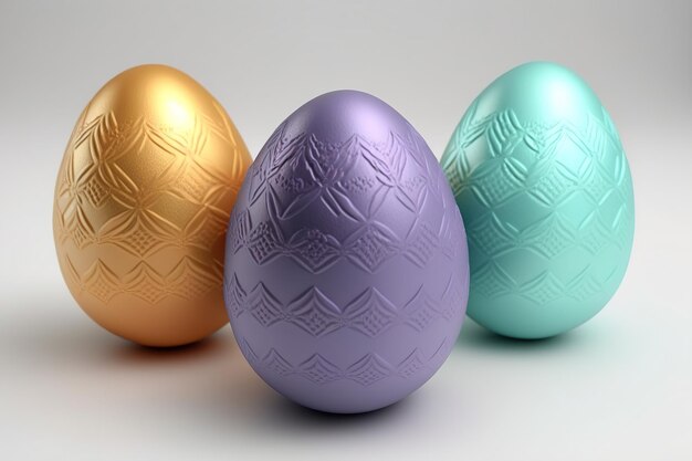 Colorful easter eggs isolated on white background generative AI