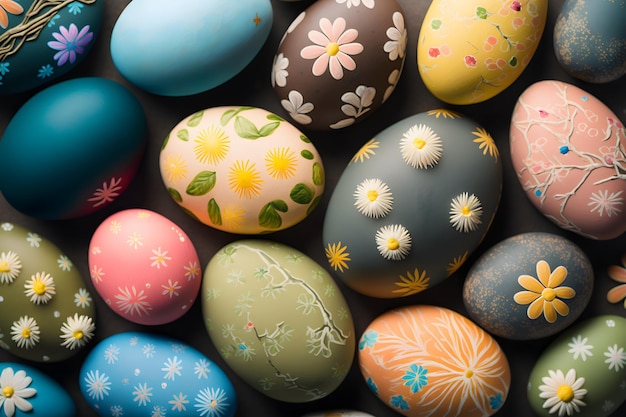 Colorful easter eggs pattern