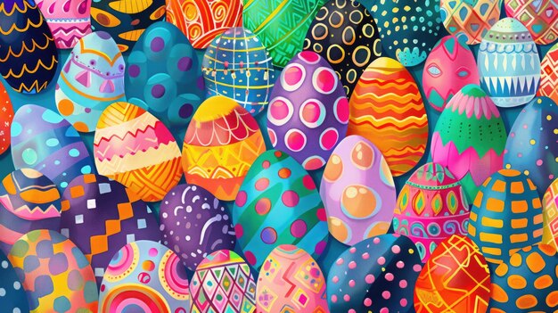 Photo colorful easter eggs stacked up in a vibrant display aige