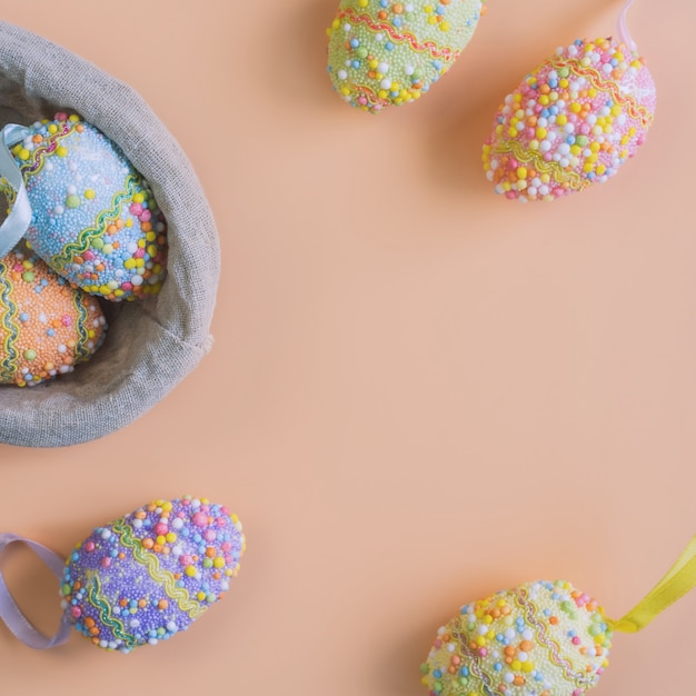 Colorful easter eggs, Top view