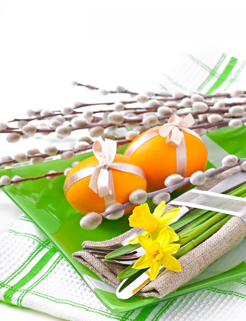 Colorful easter eggs on white background