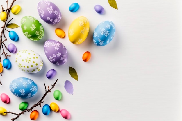 Colorful easter eggs on a white background