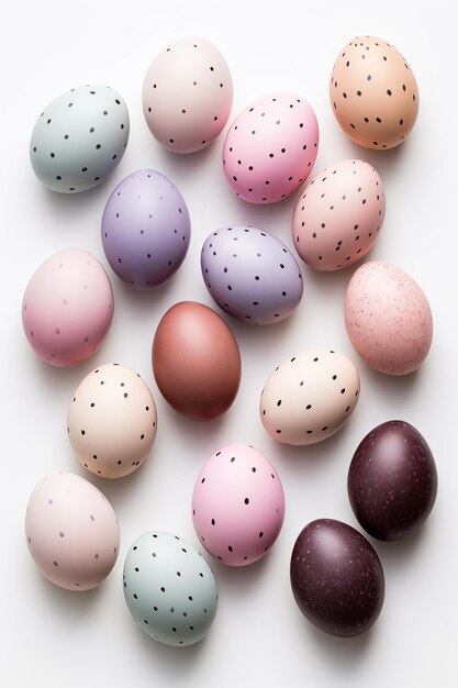 Colorful Easter eggs with polka dot patterns on a white background Easter Card