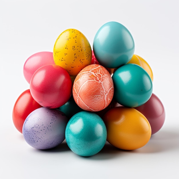 A colorful easter eggs with white background