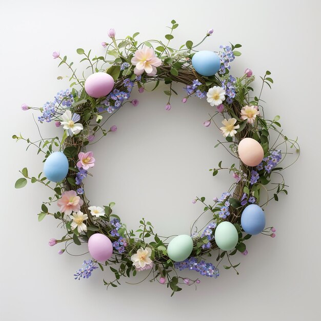 A colorful Easter eggs wreath