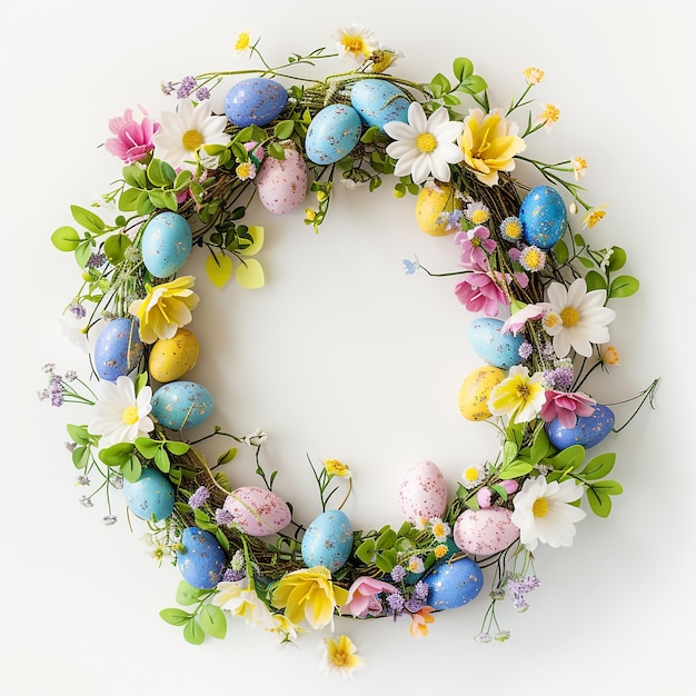 A colorful Easter eggs wreath