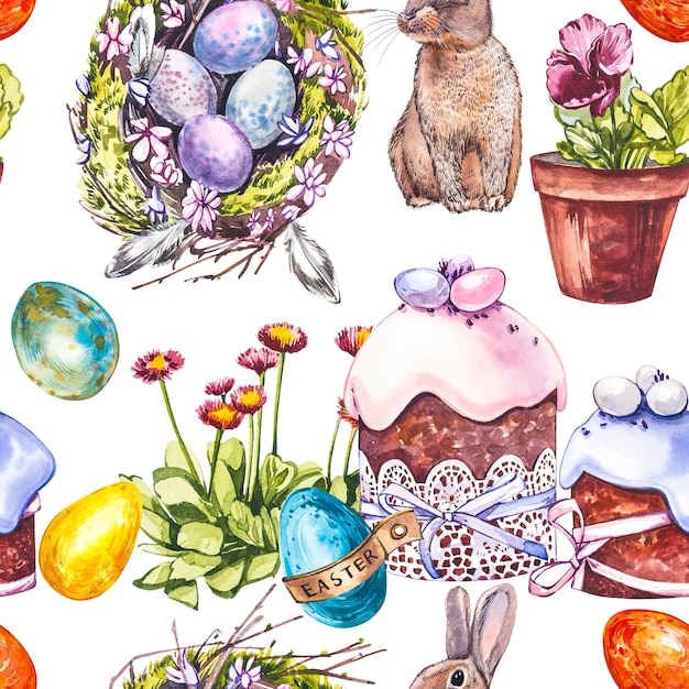 Colorful easter seamless patterns