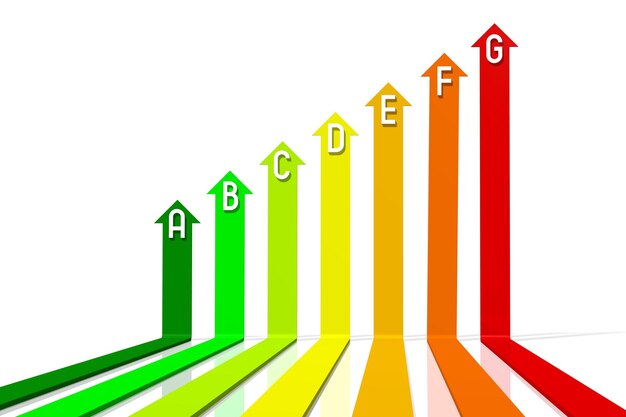 Photo colorful efficiency chart with arrows efficiency concept 3d illustration