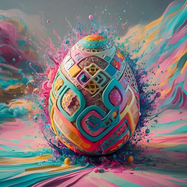 Photo a colorful egg with a colorful design on it