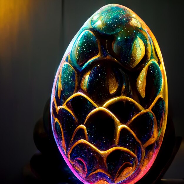 Photo a colorful egg with the word easter on it