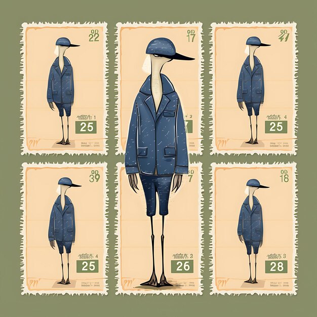 Colorful a Egret Bird With a Fashion Designer Suit Wearing Sunglasses Animal Stamp collection idea