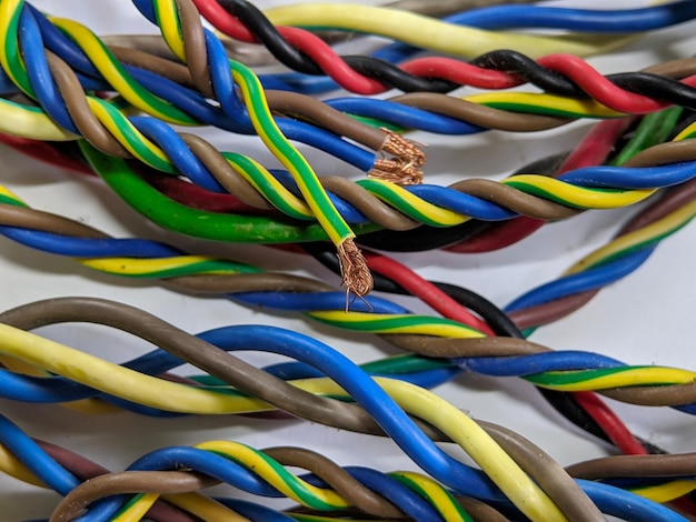 A colorful of electrical wires texture