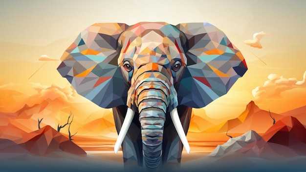 Colorful elephant animal abstract mastodon image Ai generated art
