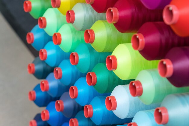 Colorful embroidery thread spool using in garment industry