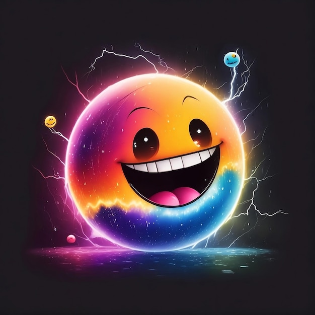 Premium AI Image | a colorful emoji smiley face with a black background