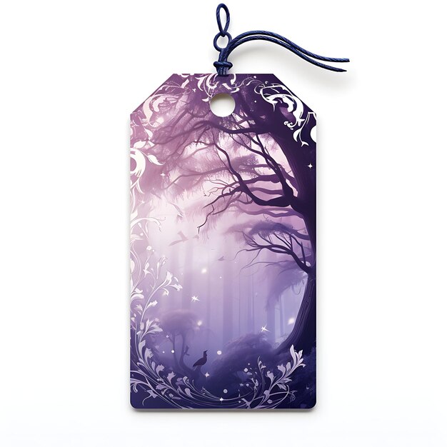 Foto colorful enchanting hang tag fairy silhouette shaped pastel purple a creative hang tag collection