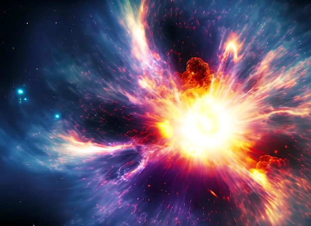 Photo colorful energy supernova explosion in space abstract background