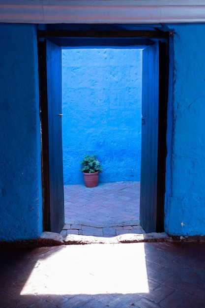 Colorful entrance to old mansion